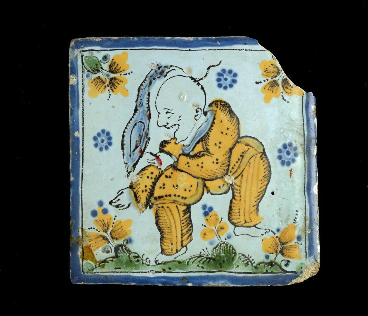 Flis med en grotesk kinesisk mann, ca. 1800 av Mexican School