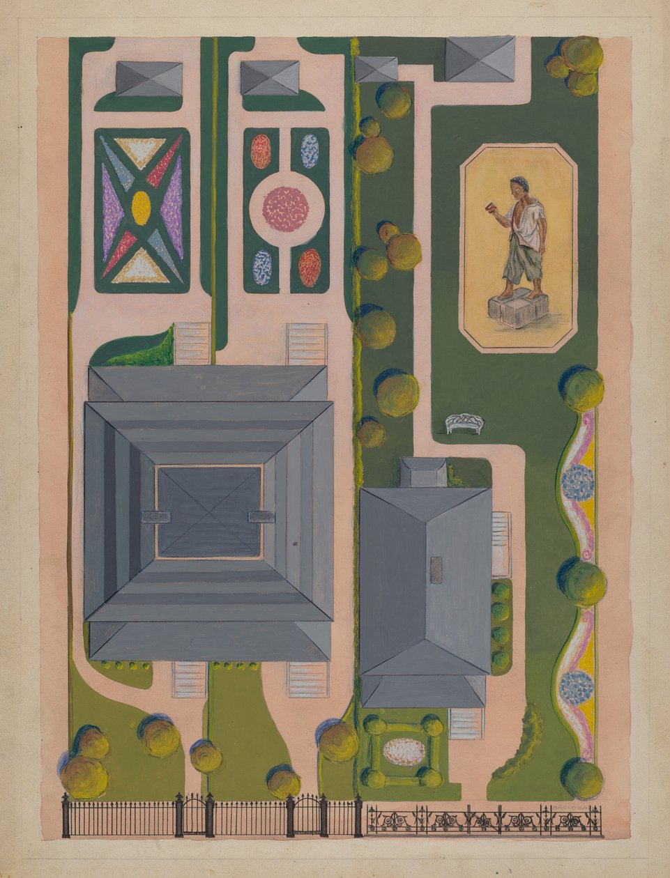 Ward and Green Gardens, ca. 1936. av Meyer Goldbaum