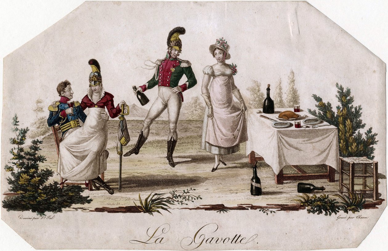 ""Gavotte Dance"" Litografi av Meynier Saint-Fal (Saint Fal) (1762-1840) ca. 1815 Dim 17,7x27,3 cm Privat samling av Meynier Saint Fal