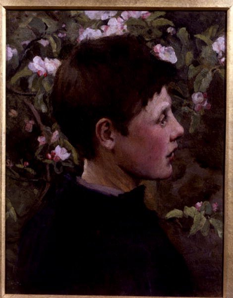 Head of a Boy (olje på lerret) av Mia Arnesby (attributed to) Brown