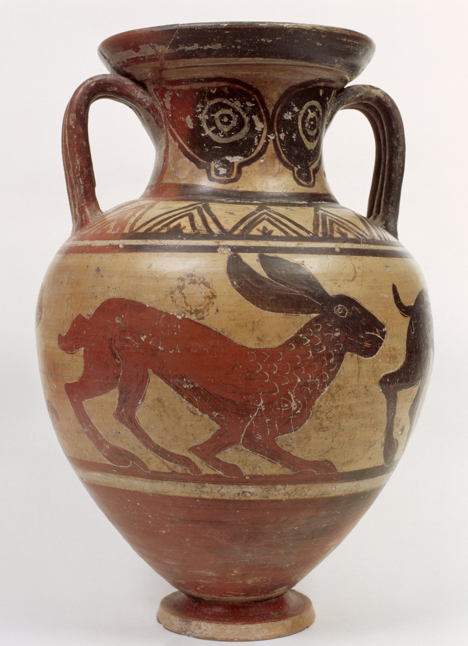 Etruskisk amfora med svarte figurer, ca. 500 f.Kr. (keramikk) av Micali Painter Style