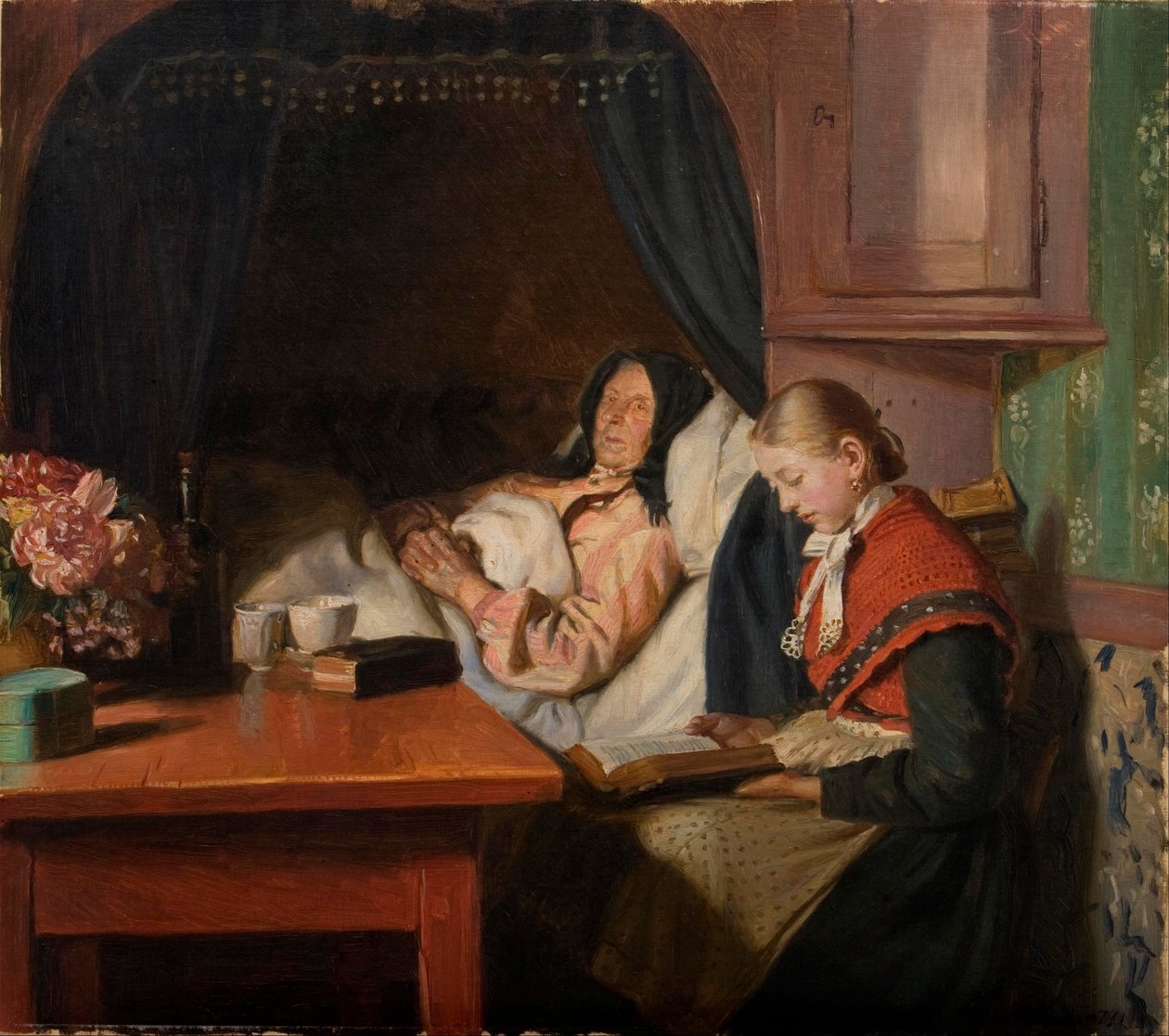 Ved en sykeseng av Michael Peter Ancher