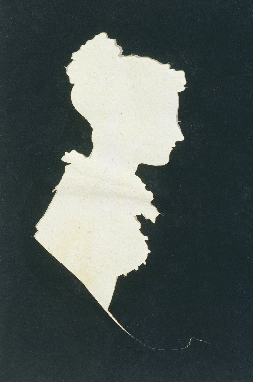 Silhuett av Sarah Faraday (1800-79) fra Michael Faradays utklippsbok, 1821 (blekk på papir) av Michael Faraday
