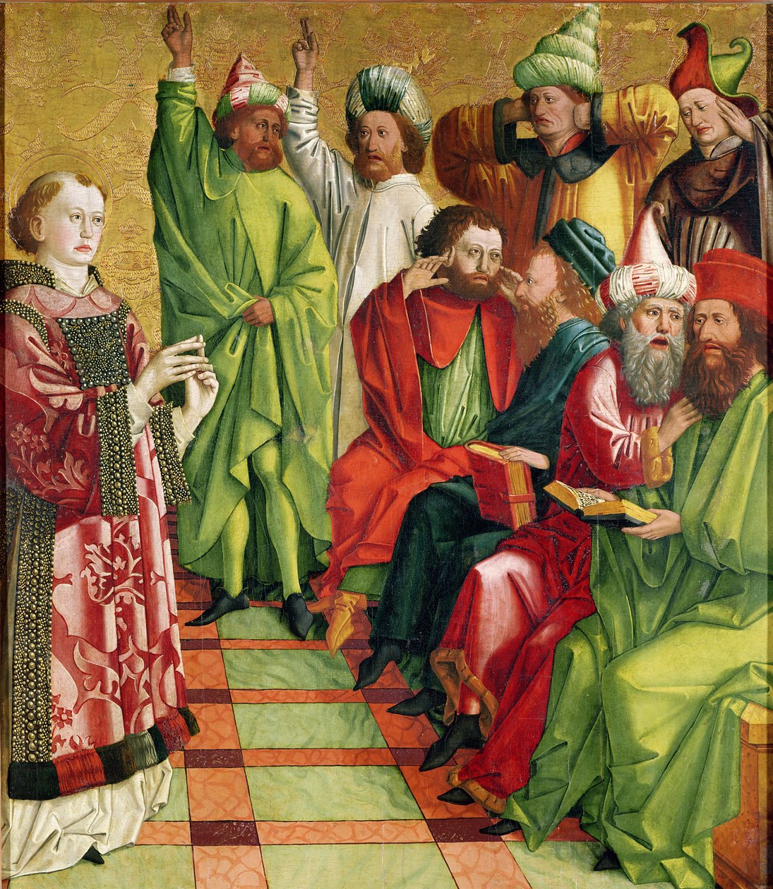 St. Stefan for dommerne, fra altertavlen til St. Stefan, ca. 1470 av Michael Pacher