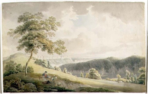 Wye Valley (akvarell på papir) av Michael Rooker