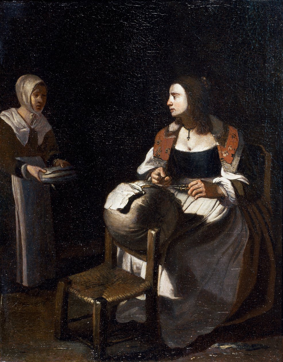 Pute-blondemakeren (olje på lerret) av Michael (attr. to) Sweerts