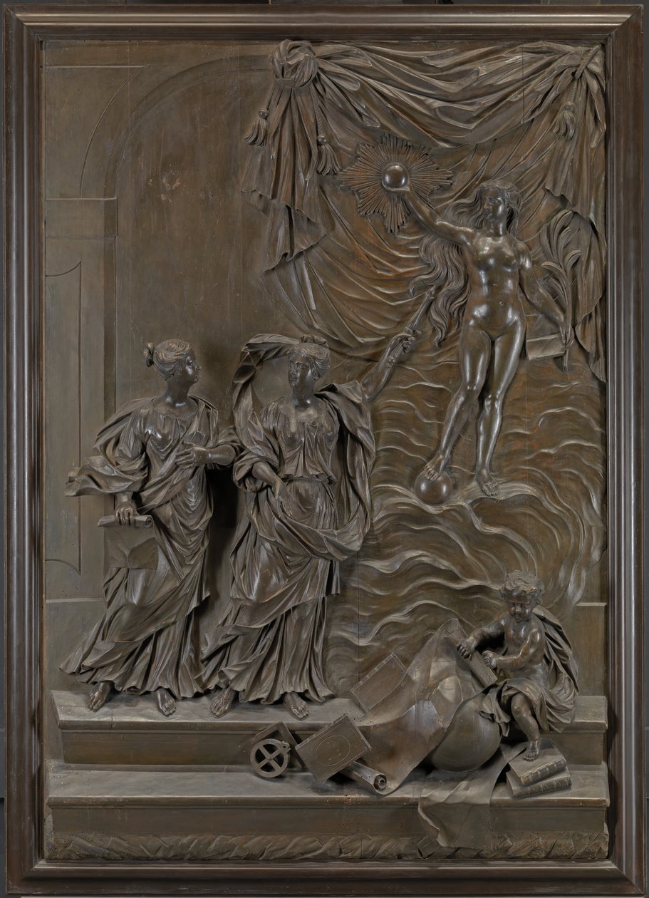 The Stowe Reliefs: muligens Truth Revealing Herself to the Liberal Arts, ca. 1715 (bronsert limewood) av Michael (attr.to) Chuke