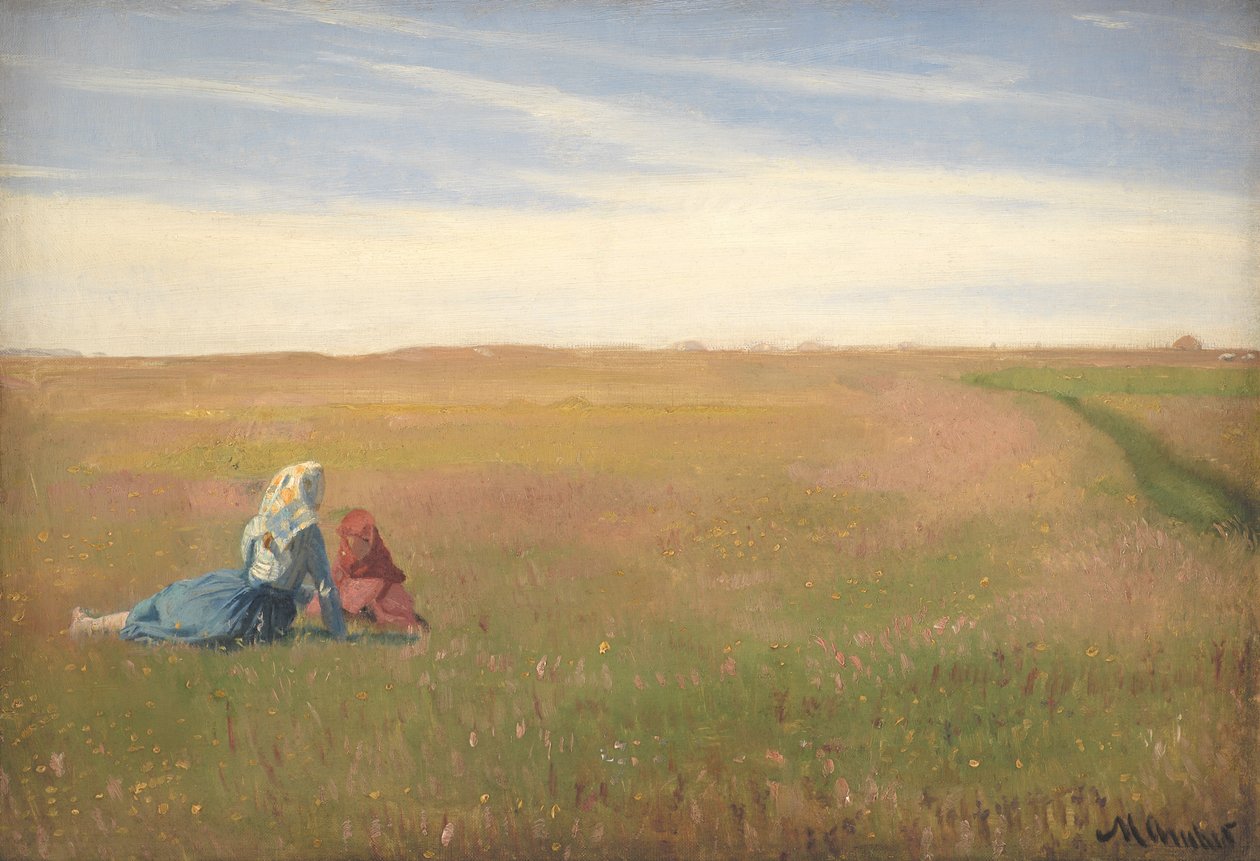 To jenter på et felt. En sommerdag av Michael Ancher