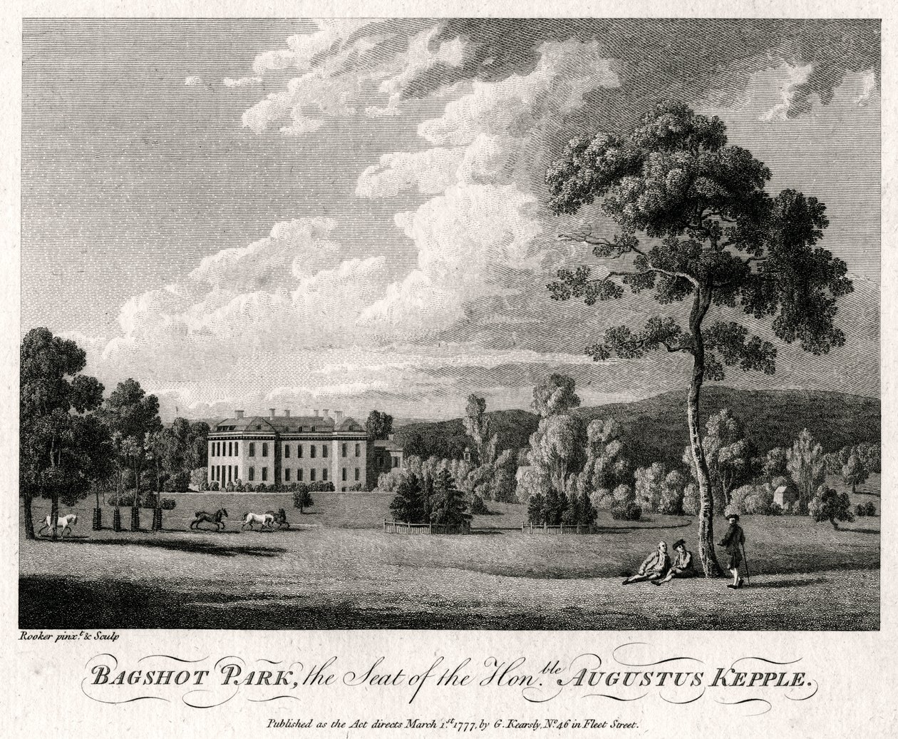 Bagshot Park, setet til den ærede Augustus Kepple, 1777 av Michael Angelo Rooker