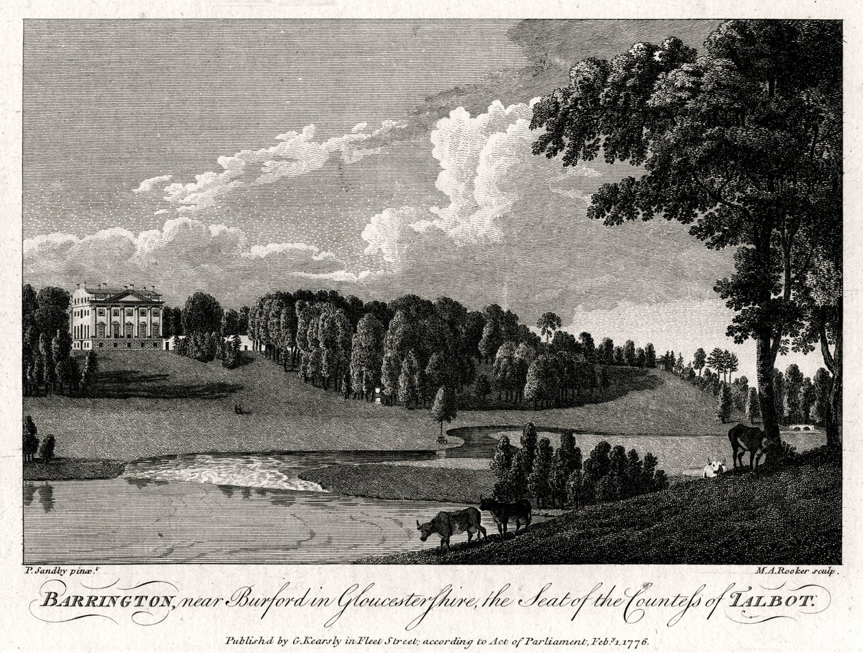 Barrington, nær Burford i Gloucestershire, sete for grevinnen av Talbot, 1776 av Michael Angelo Rooker