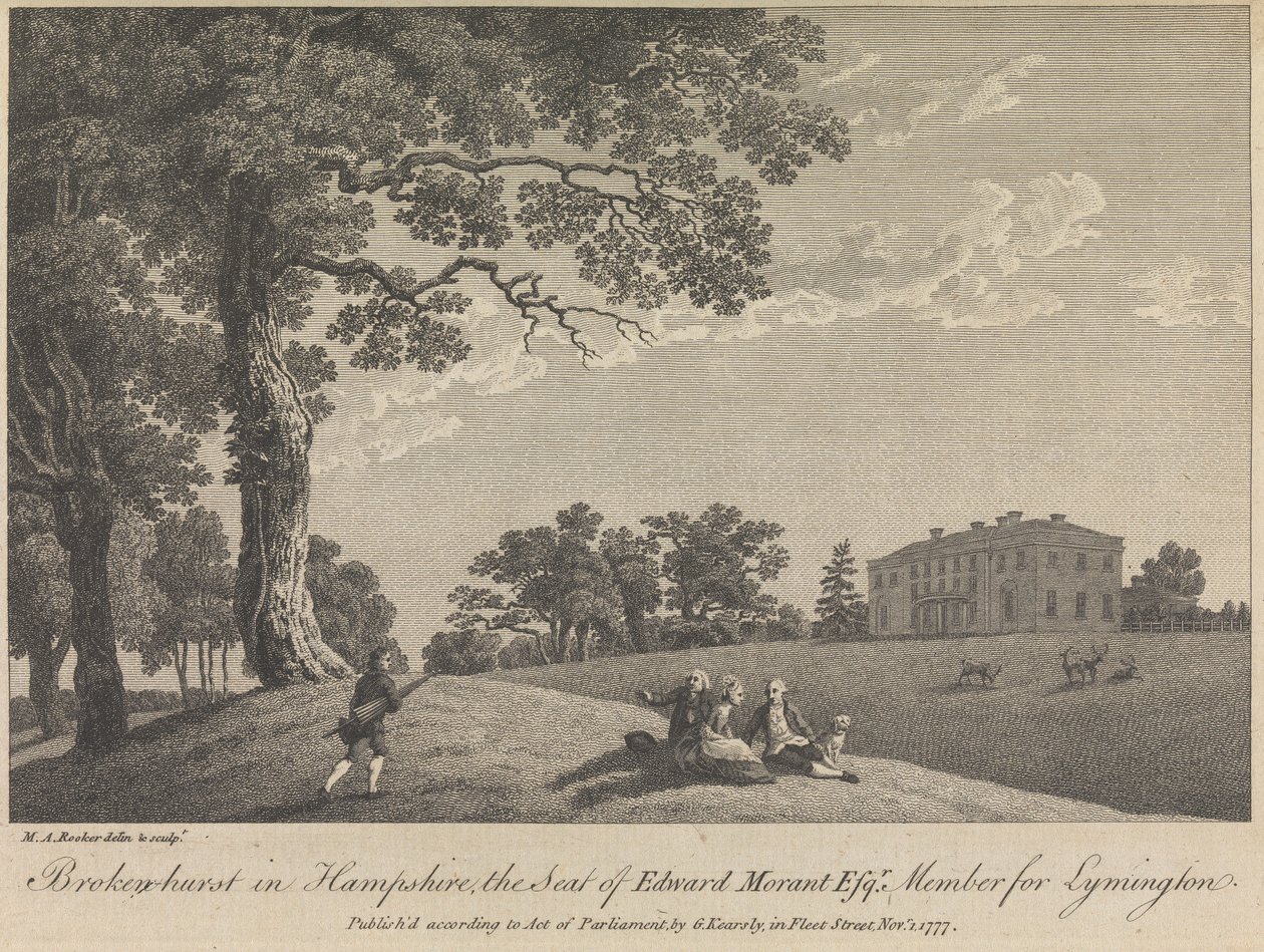 Broken-hurst i Hampshire, The Seat of Edward Morant, Esquire, medlem for Lymington (utgitt av G. Kearsly); side 43 (bind 1) av Michael Angelo Rooker