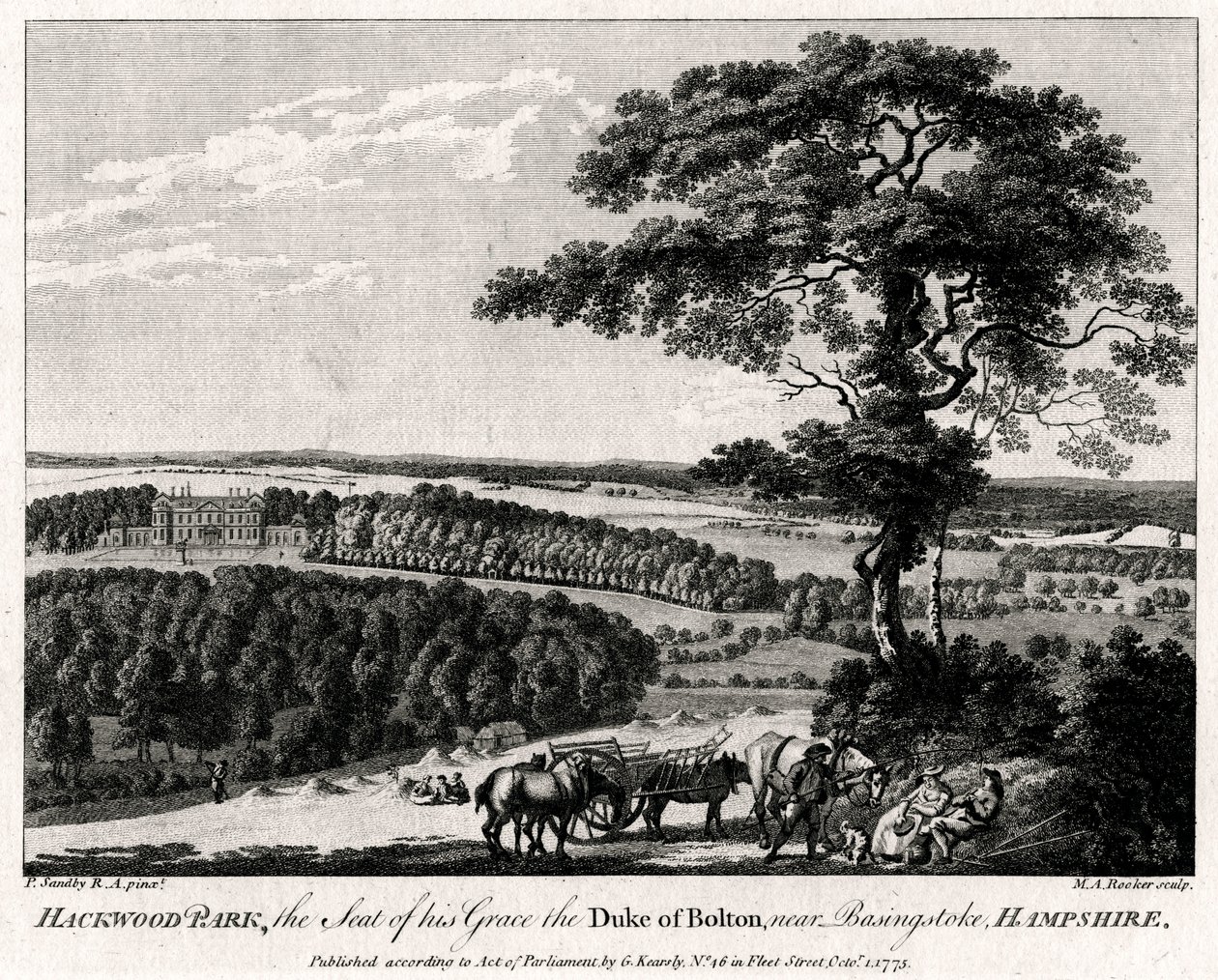 Hackwood Park, sete for hans nåde, hertugen av Bolton, nær Basingstoke, Hampshire, 1775. av Michael Angelo Rooker
