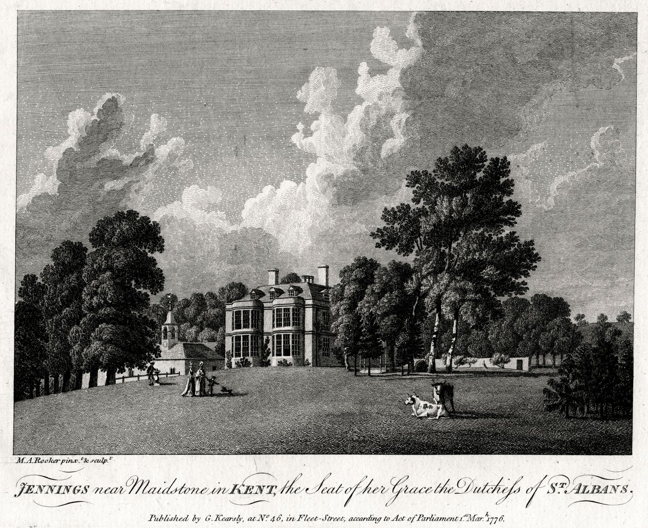 Jennings nær Maidstone i Kent, setet for hennes nåde, hertuginnen av St. Albans, 1776. av Michael Angelo Rooker