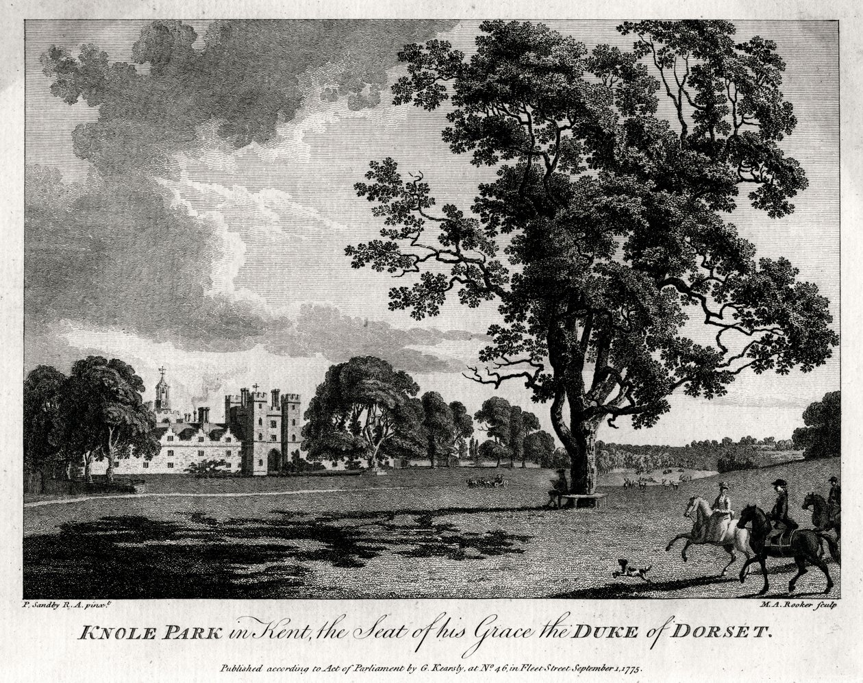 Knole Park i Kent, setet for Hans nåde, hertugen av Dorset, 1775 av Michael Angelo Rooker
