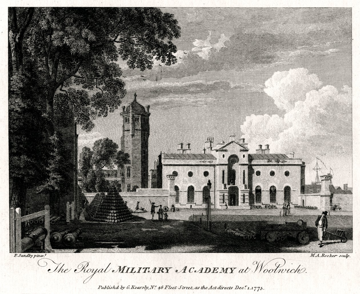 Royal Military Academy i Woolwich, London, 1775 av Michael Angelo Rooker
