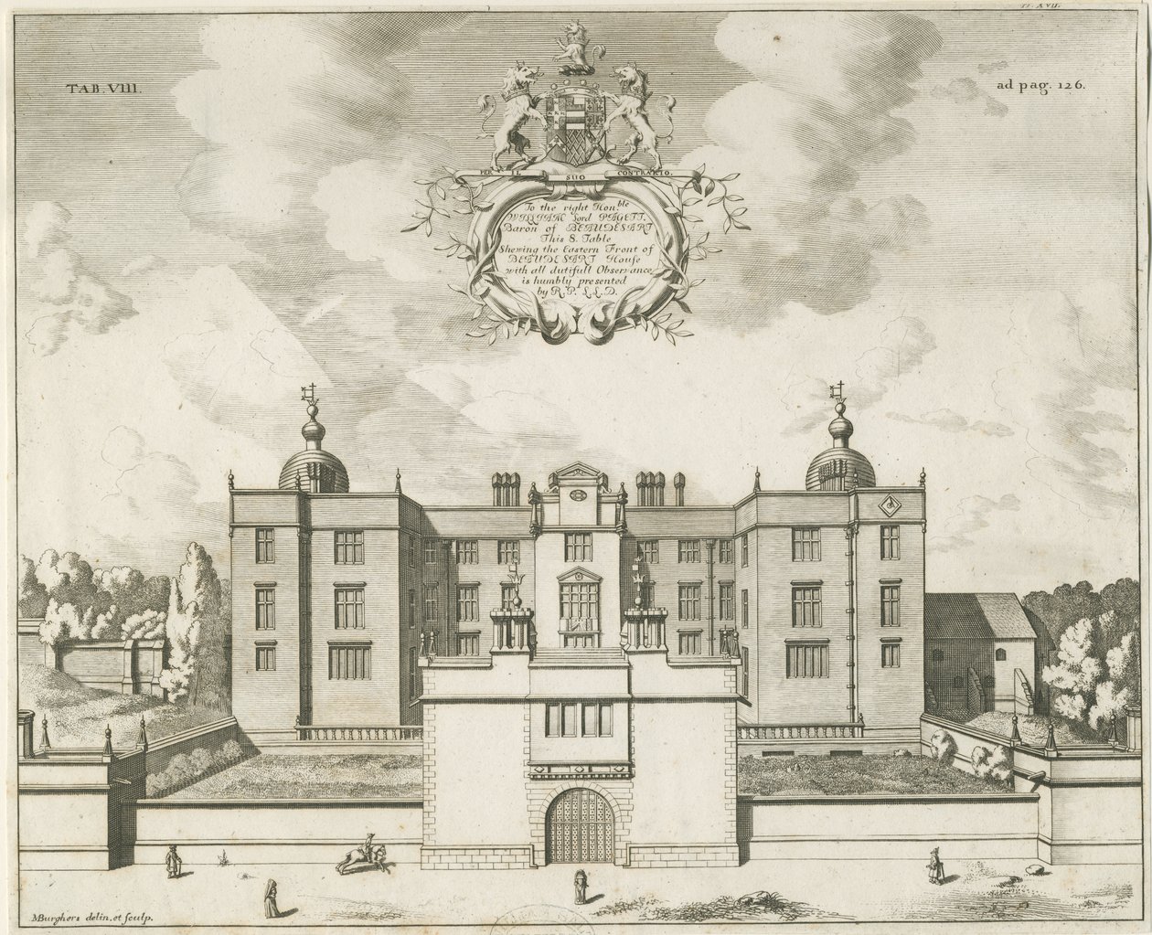 Beaudesert Hall and Park: kobberplategravering, nd [1653-1686] av Michael Burghers