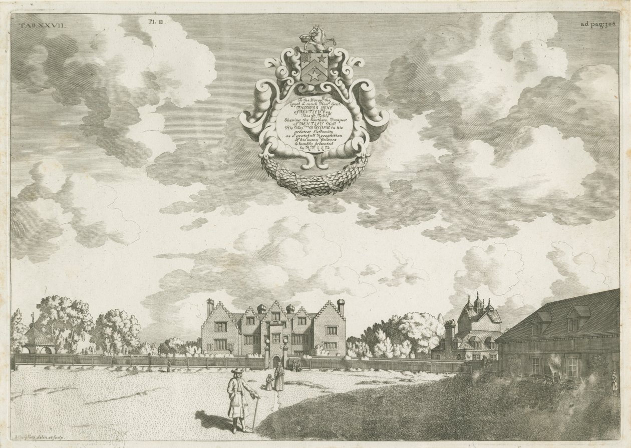Bentley Hall: kobberplategravering, [1686] (trykk) av Michael Burghers
