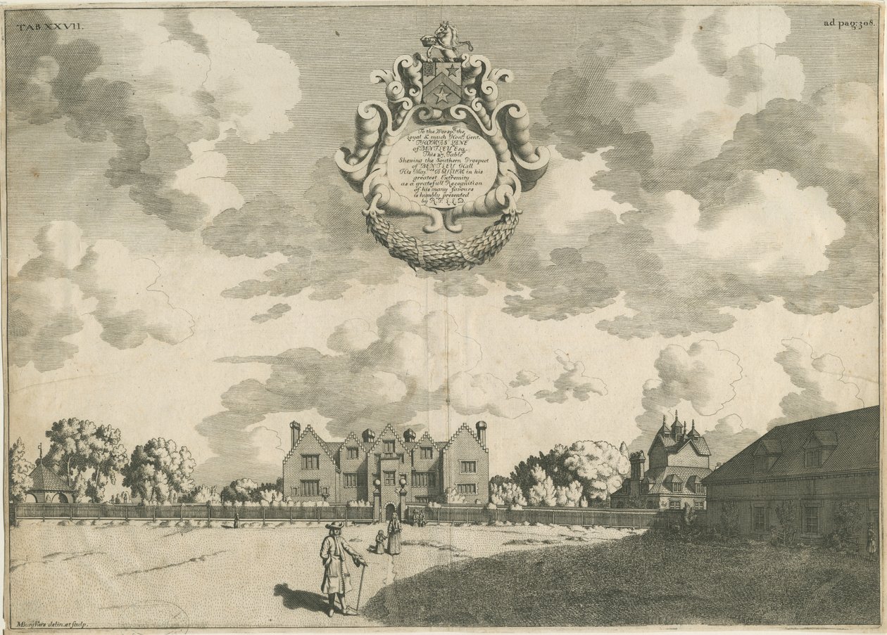 Bentley Hall: kobberplategravering, nd [1653 - 1686] av Michael Burghers