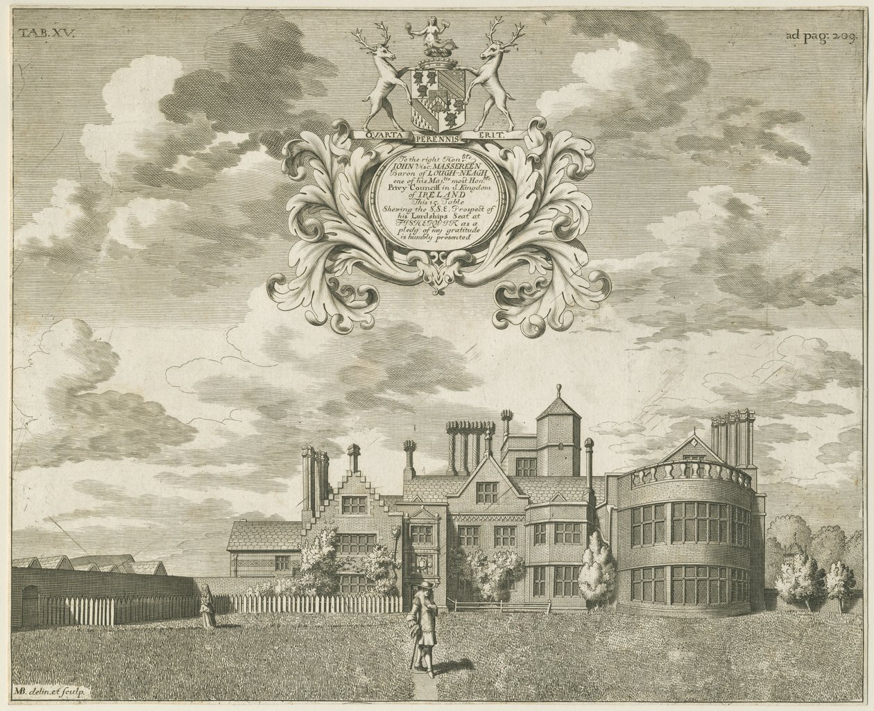 Fisherwick Hall: kobberplategravering, nd [1653-1686] (trykk) av Michael Burghers