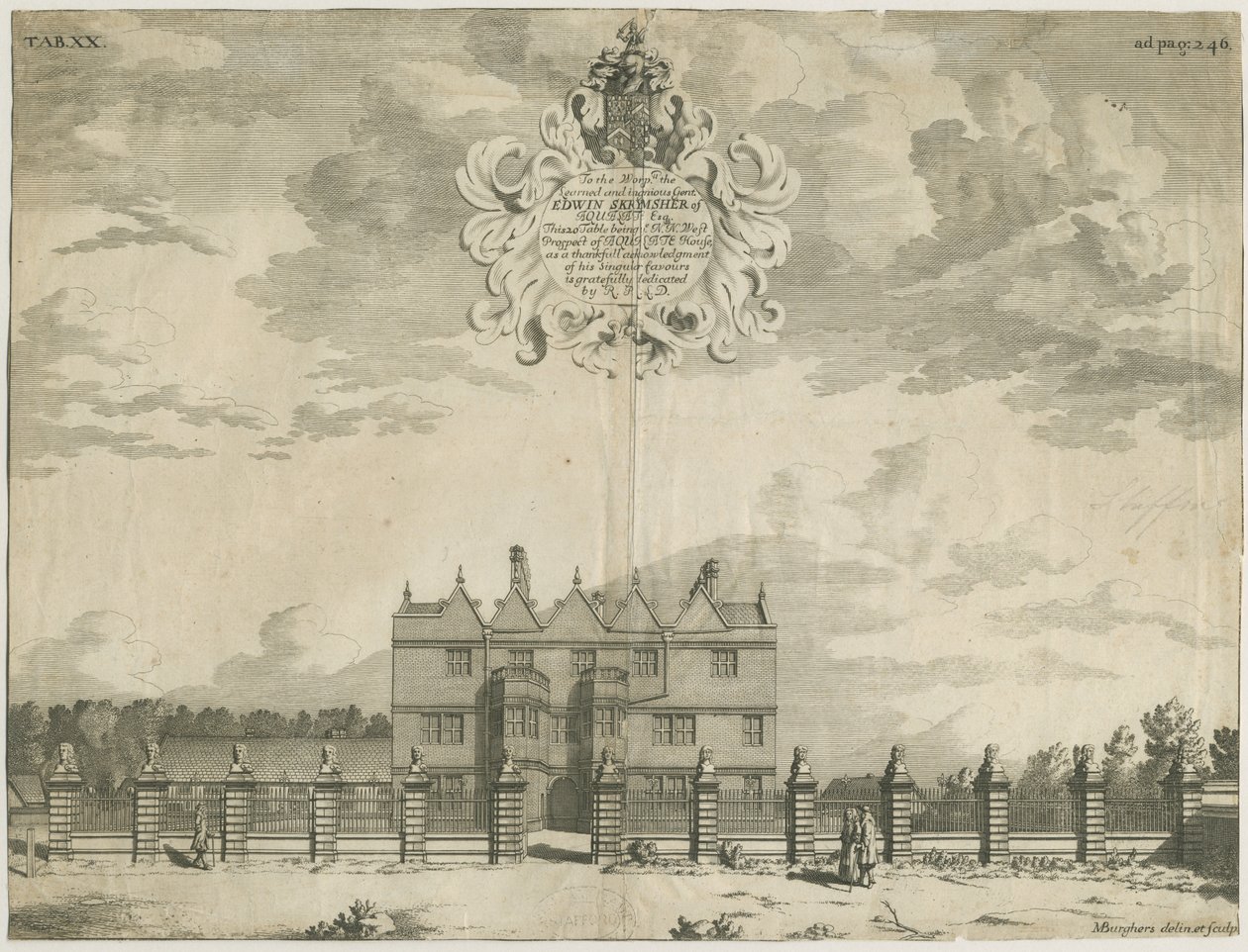 Forton - Aqualate Hall: gravering, nd [1653-1686] (trykk) av Michael Burghers