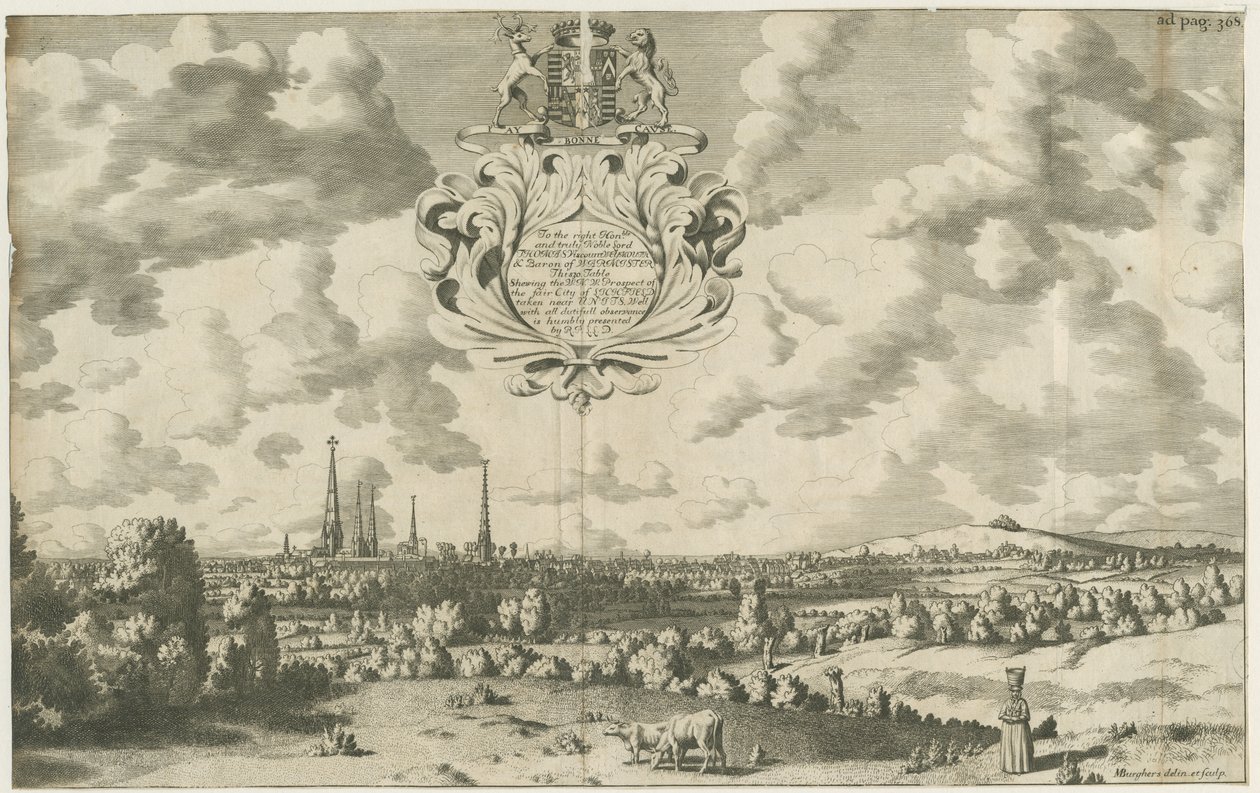 Lichfield - West North West Prospect: kobberplategravering, nd [1653 - 1686] av Michael Burghers