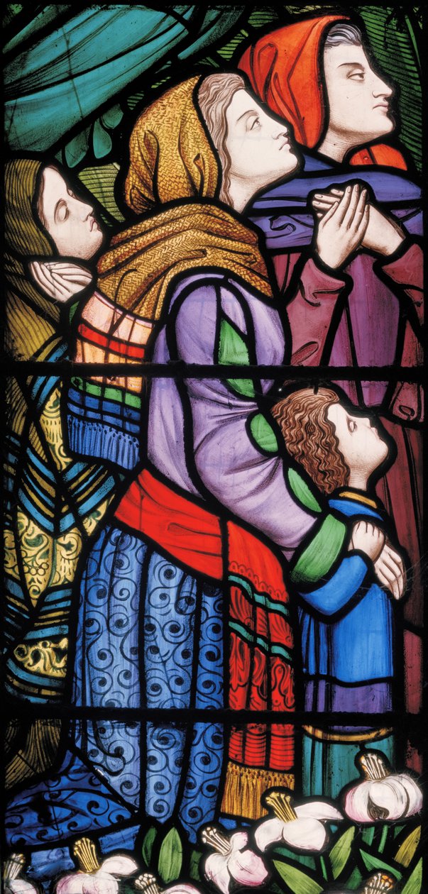 Christ Blessing Children, detalj, 1863 (farget glass) av Michael Frederick Halliday