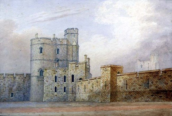 Windsor Castle, Military Knights Tower (penn og blekk og akvarell på papir) av Michael Gandy