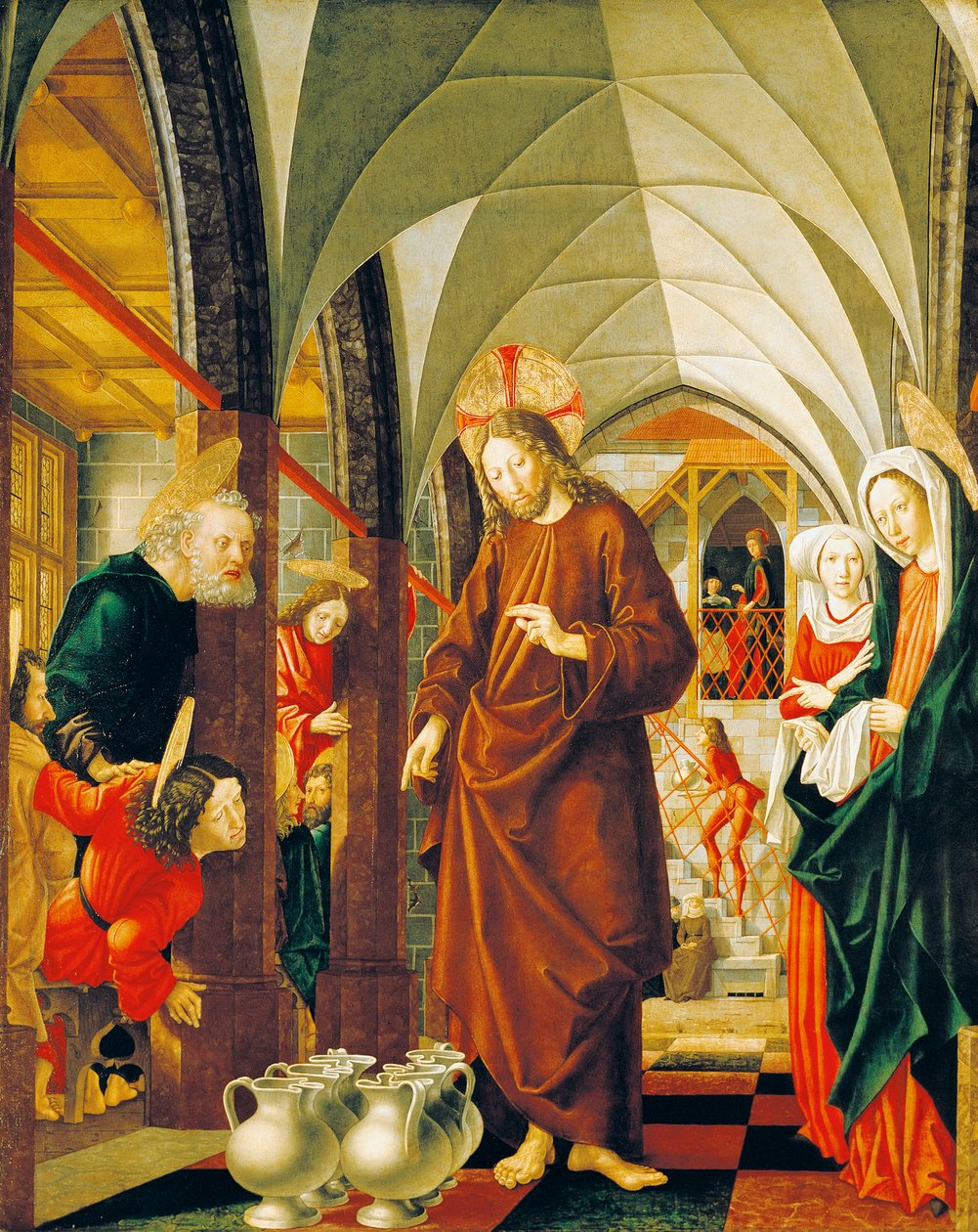 Wedding at Cana, panel fra Stories of Christ, St Wolfgang altertavle av Michael Pacher