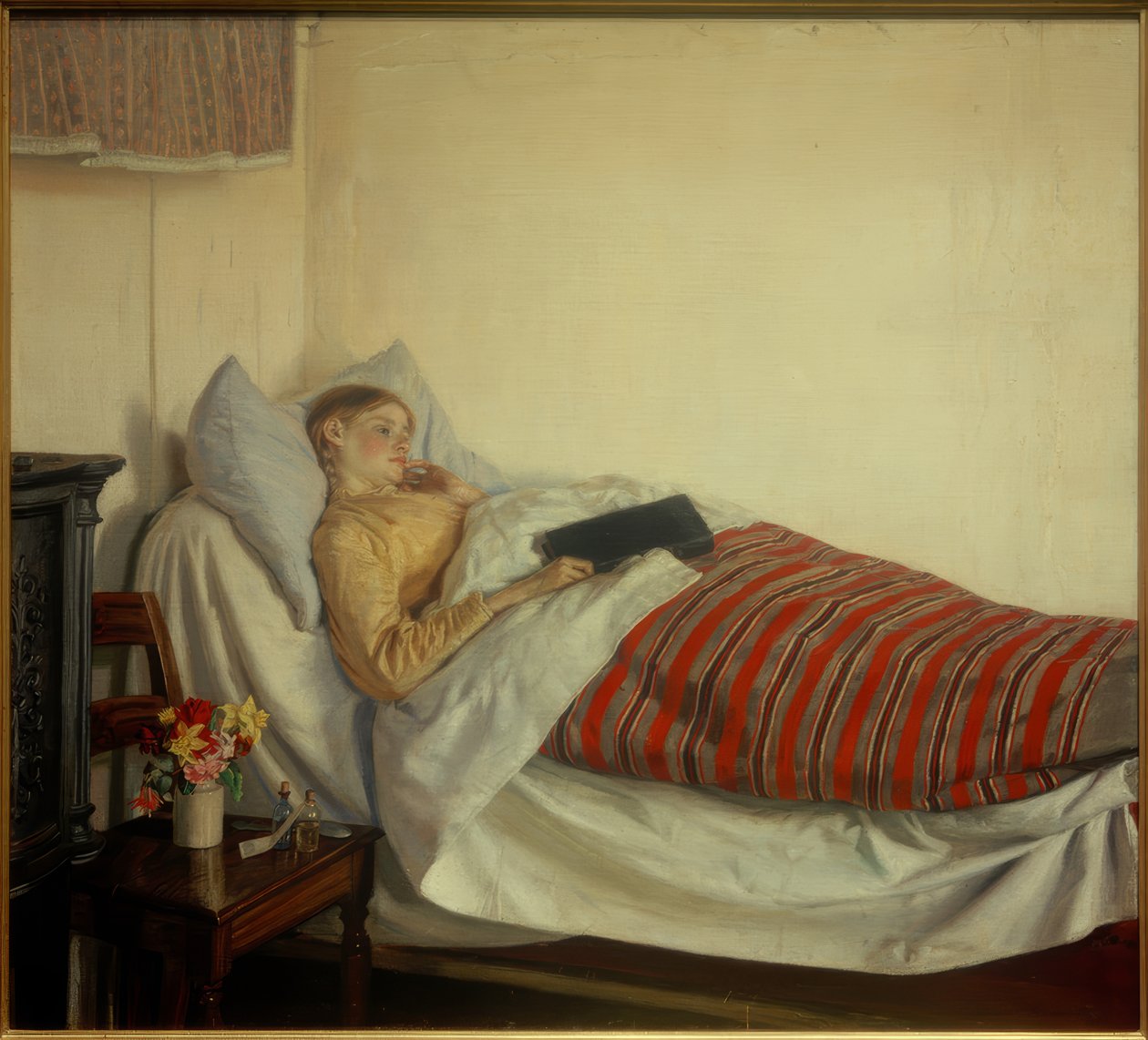 En syk ung jente. Tine Normand av Michael Peter Ancher