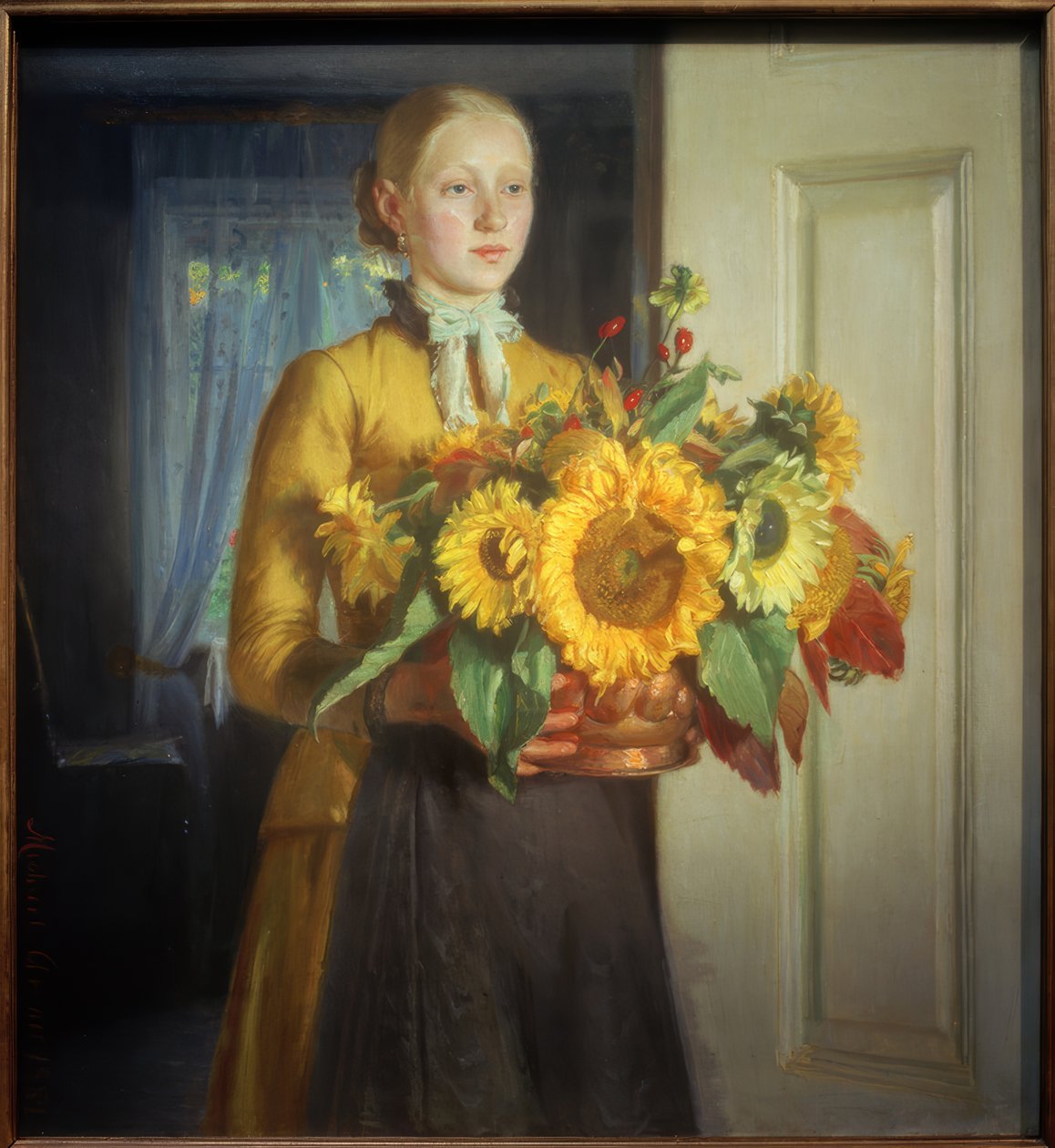 Jente med solsikke av Michael Peter Ancher