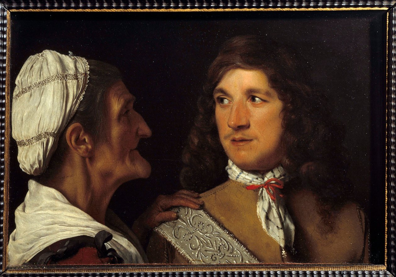 The Young Man and the Matchmaker Maleri av Michael Sweert (Michiel Sweert av Michael Sweerts