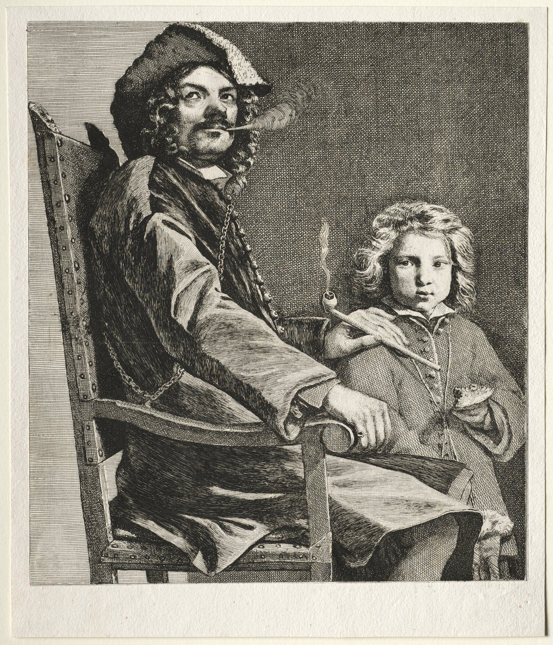 Mann som røyker en pipe og en liten gutt, ca. 1660. av Michael Sweerts
