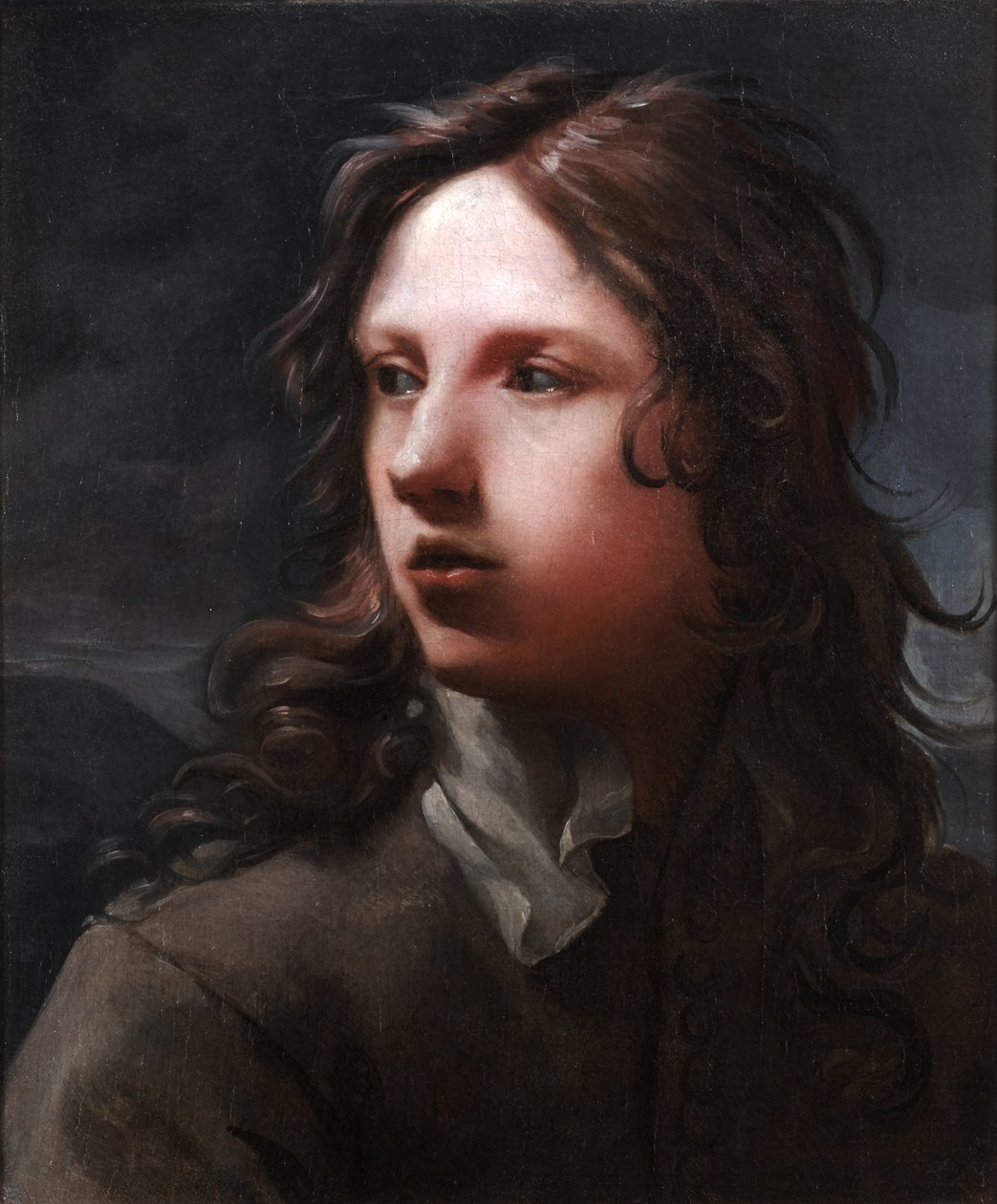 Portrett av en ung mann i grå jakke av Michael Sweerts