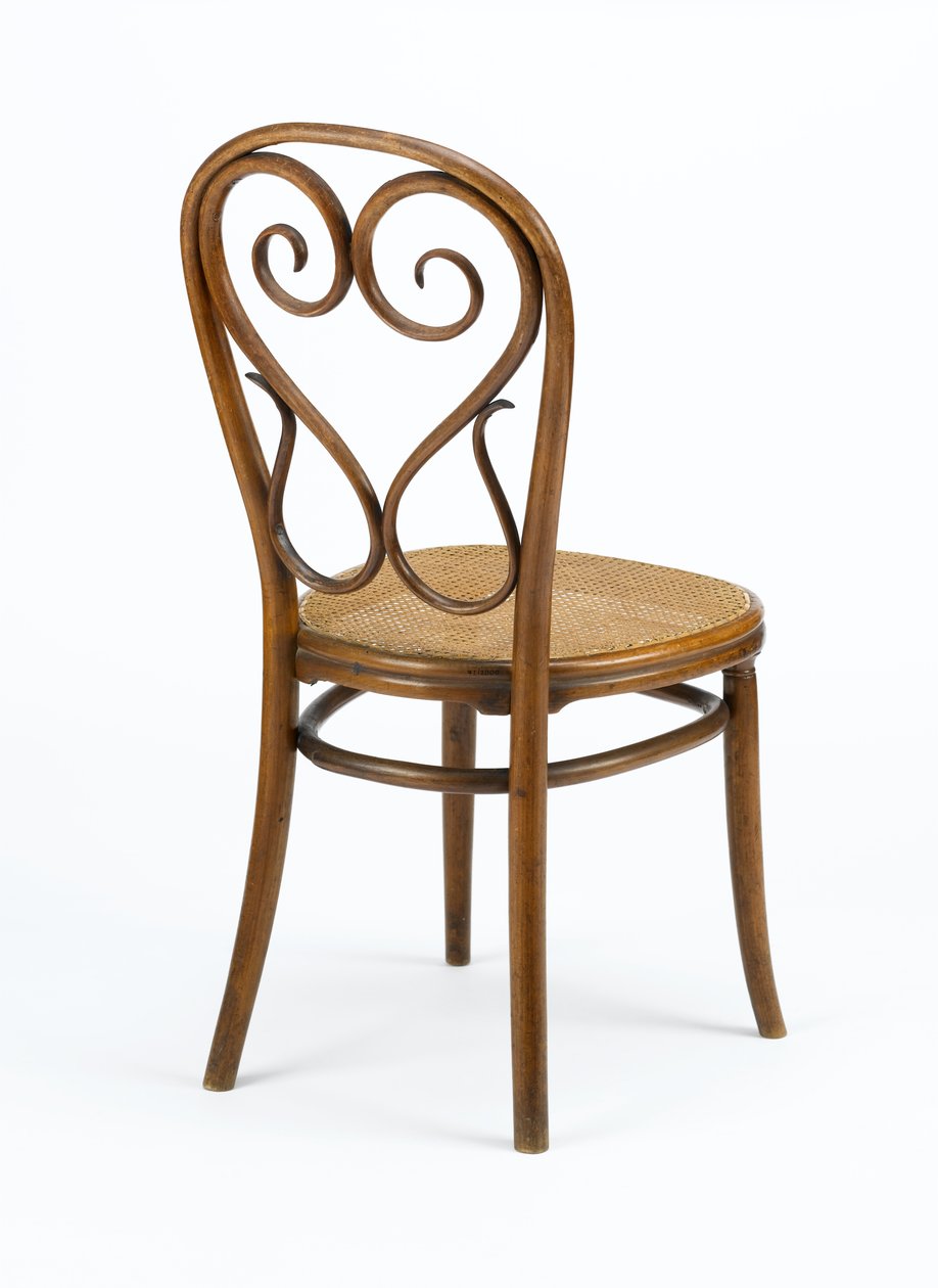 Sidestol, ca. 1848 (bøyd massiv bøk med vevd stokksete) av Michael Thonet