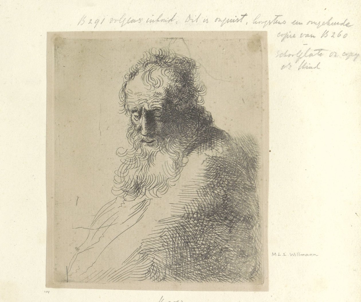 Bust van en old man met baard Samling av åttifem originaltrykk (serietittel) av Michael Willmann (attributed to)