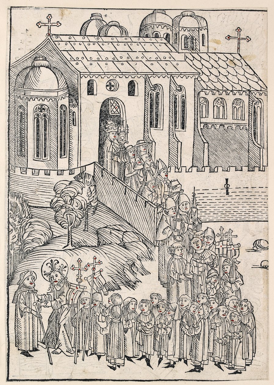 Kristus hilser en pilegrim, c1491 av Michael Wolgemut