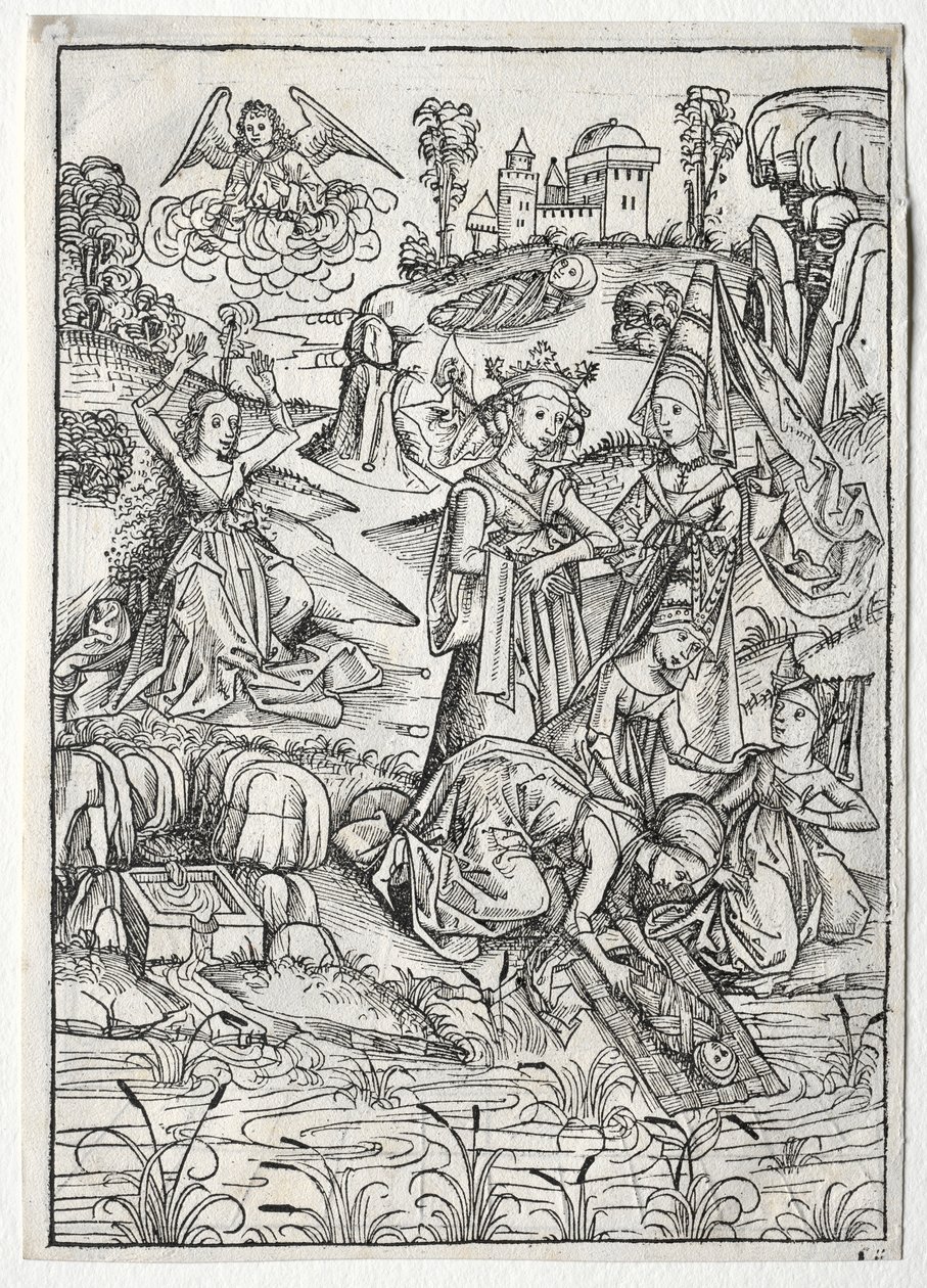 Der Schatz Behalten: Moses funnet av Faraos datter recto, 1491. av Michael Wolgemut