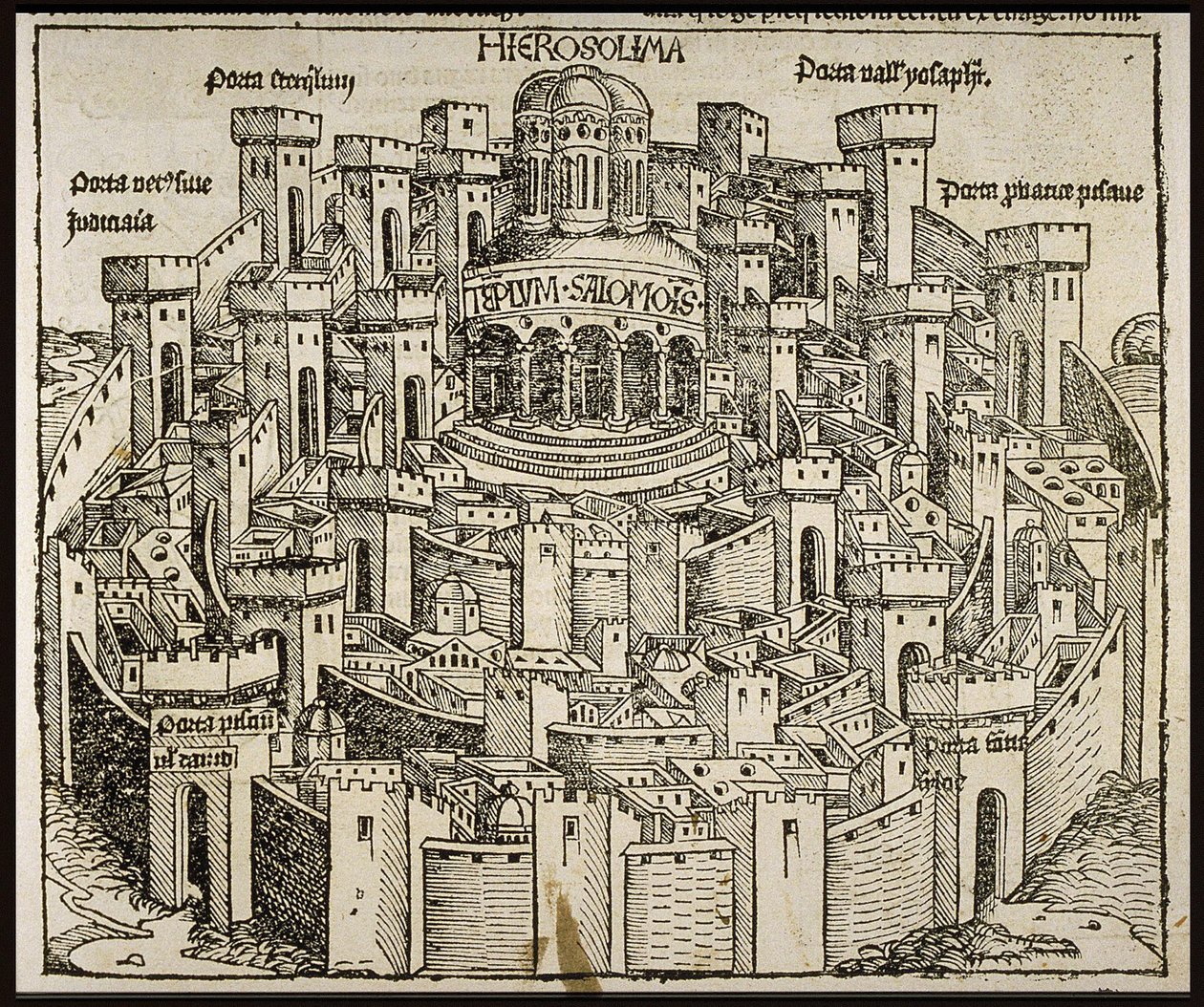 Jerusalem fra Schedels Chronicle of the World, ca 1493. av Michael Wolgemut