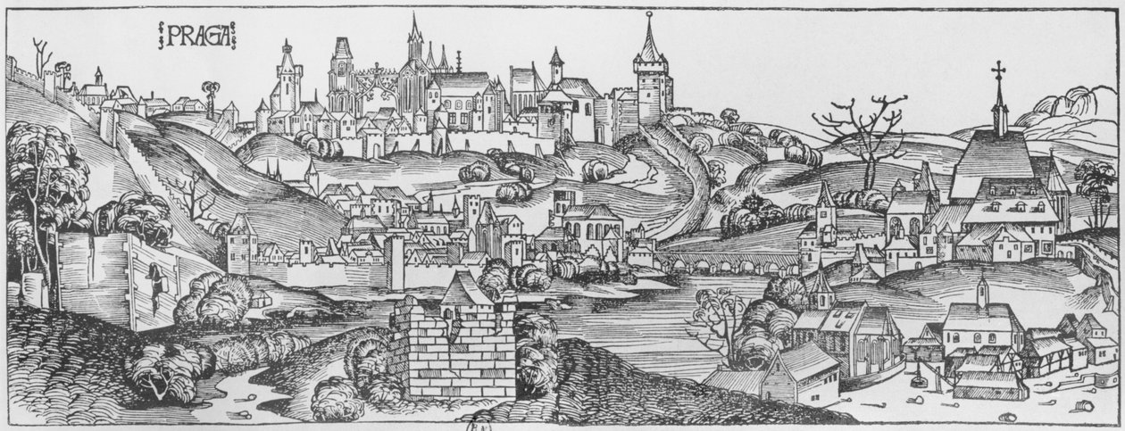 Utsikt over Praha, illustrasjon fra 