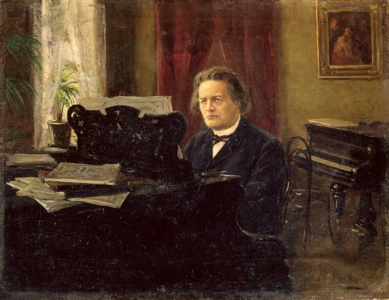 Portrett av komponist Anton Rubinstein (1829-1894) av Michail Michailovich Yarowoy
