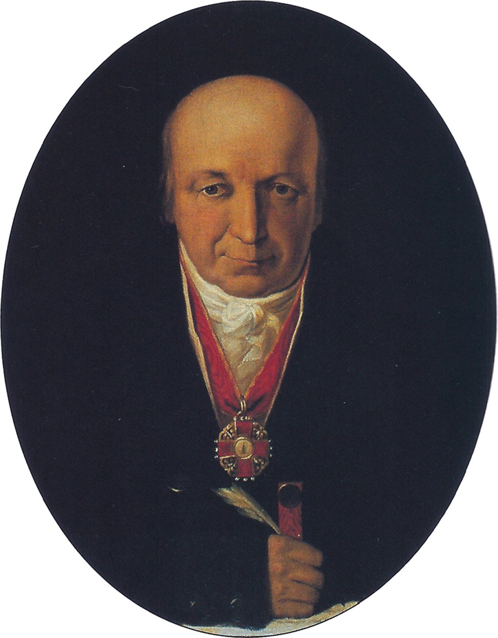 Portrett av Alexander Baranov, sjef for det russisk-amerikanske selskapet, første guvernør i russisk Alaska, 1818 av Michail Tikhanov