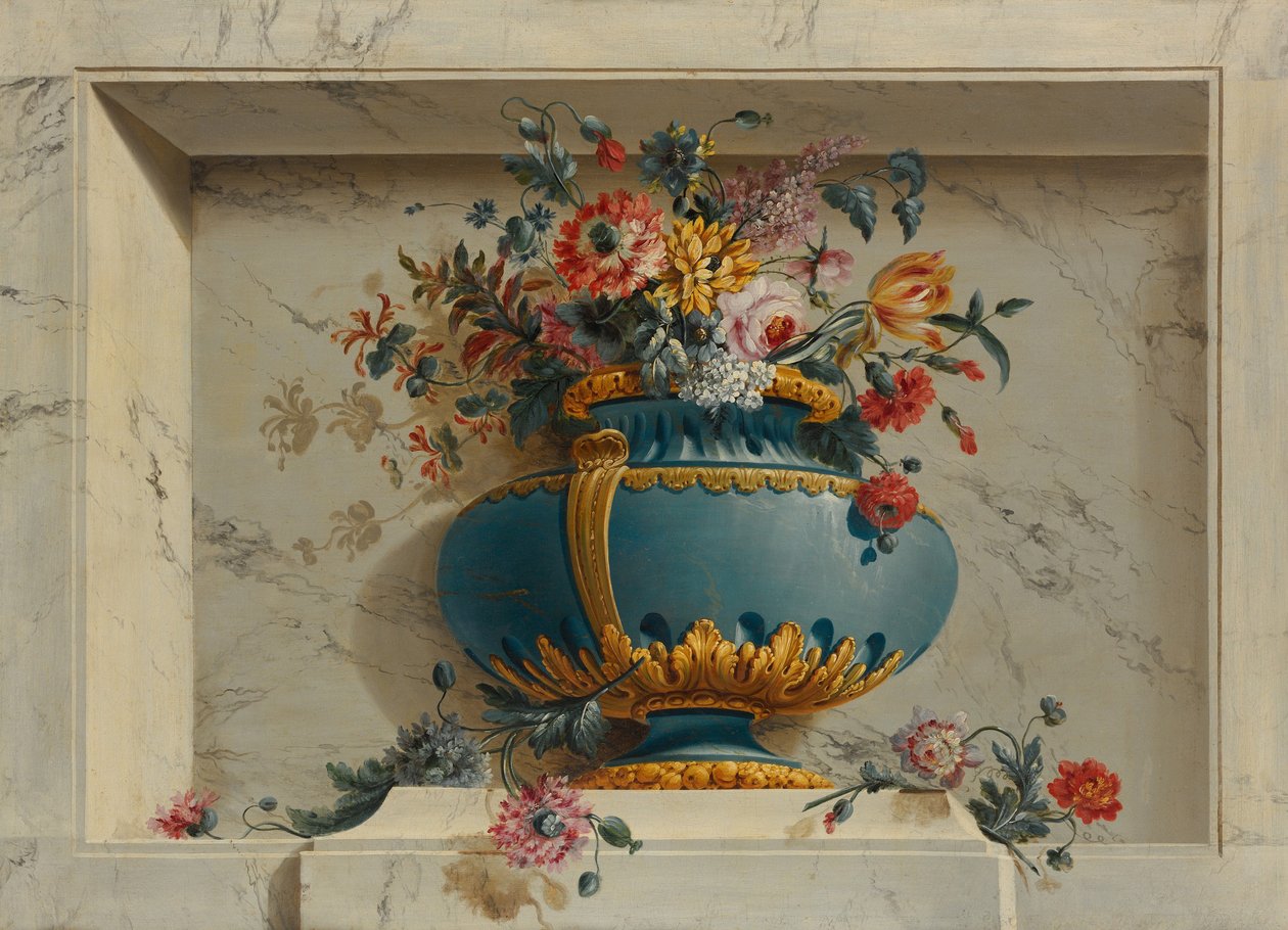Vase med blomster i en nisje, ca. 1763-79 av Michel Bruno Bellenge