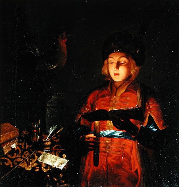 En ung sanger (ung mann med et stearinlys) 1681 av Michel Gobin
