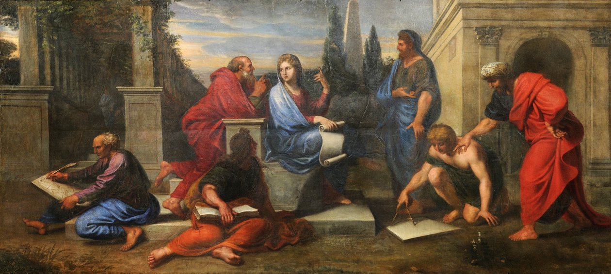 Aspasia midt i filosofene i Hellas av Michel des Gobelins Corneille