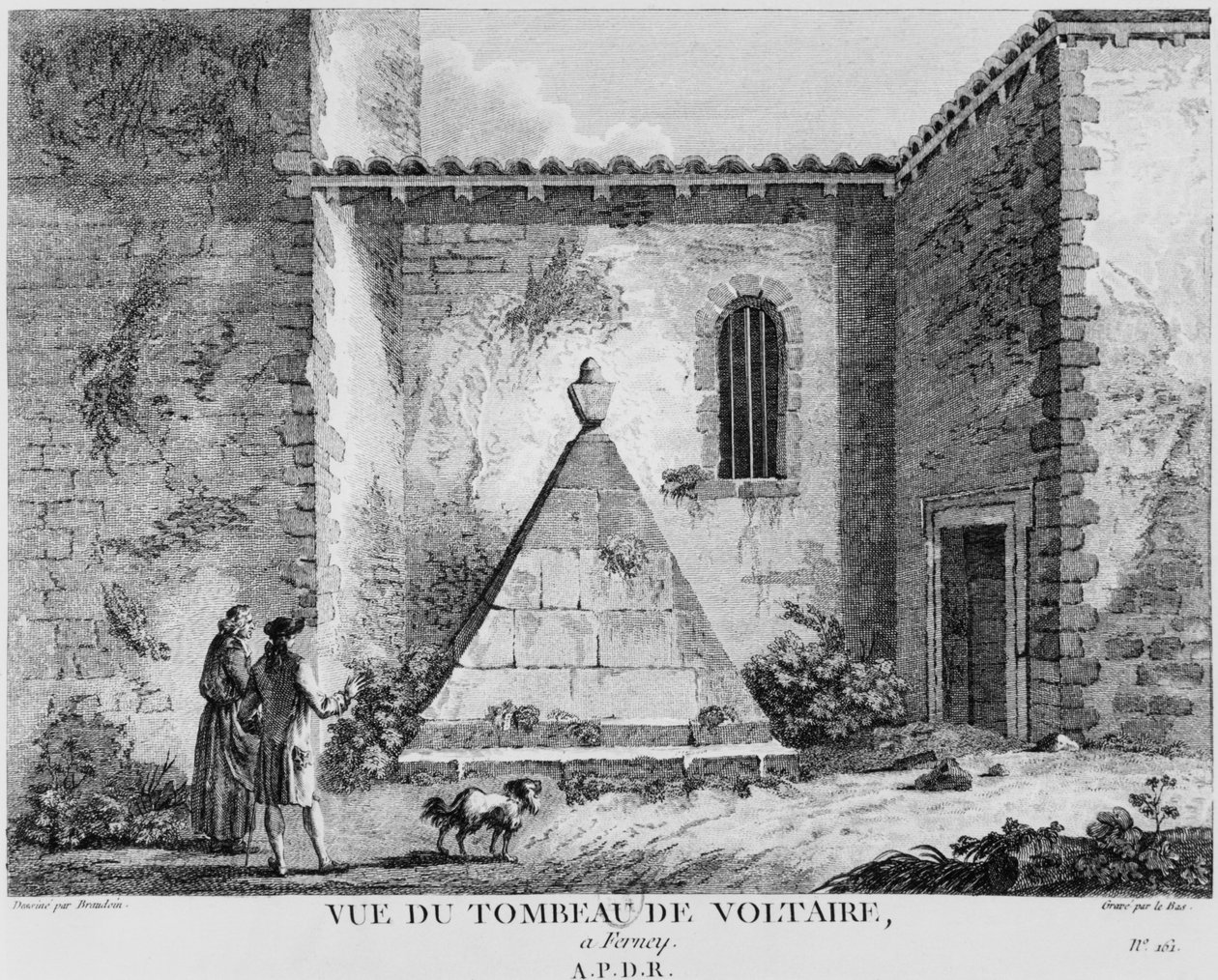 Graven til Voltaire ved Ferney, gravert av Jacques Philippe Le Bas (1707-83) av Michel Vincent Brandoin or Brandouin