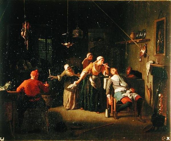 Tavernascene (olje på lerret) av Michel Ange Houasse