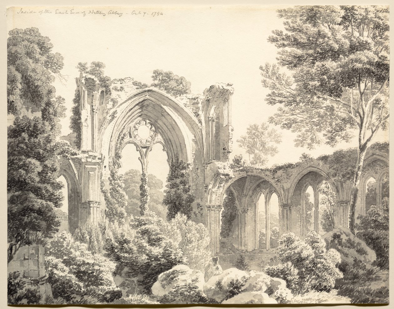 Inne i East End av Nettley Abbey, 1794. av Michel Angelo Rooker