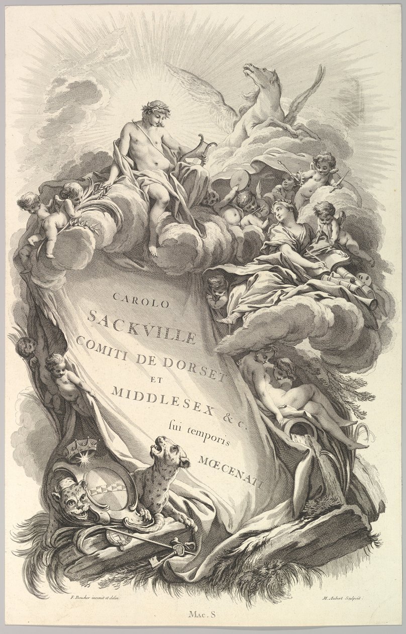 Frontispice for graven til Charles Sackville, jarl av Dorset Frontispice for ..., ca. 1736. av Michel Aubert