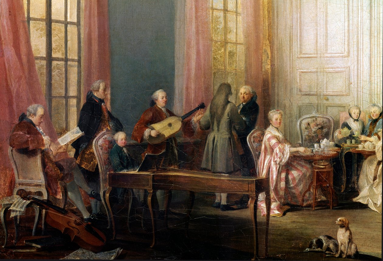 Engelskmennene ble servert i Salon des Quatre-Glaces av Michel Barthelemy Ollivier or Olivier