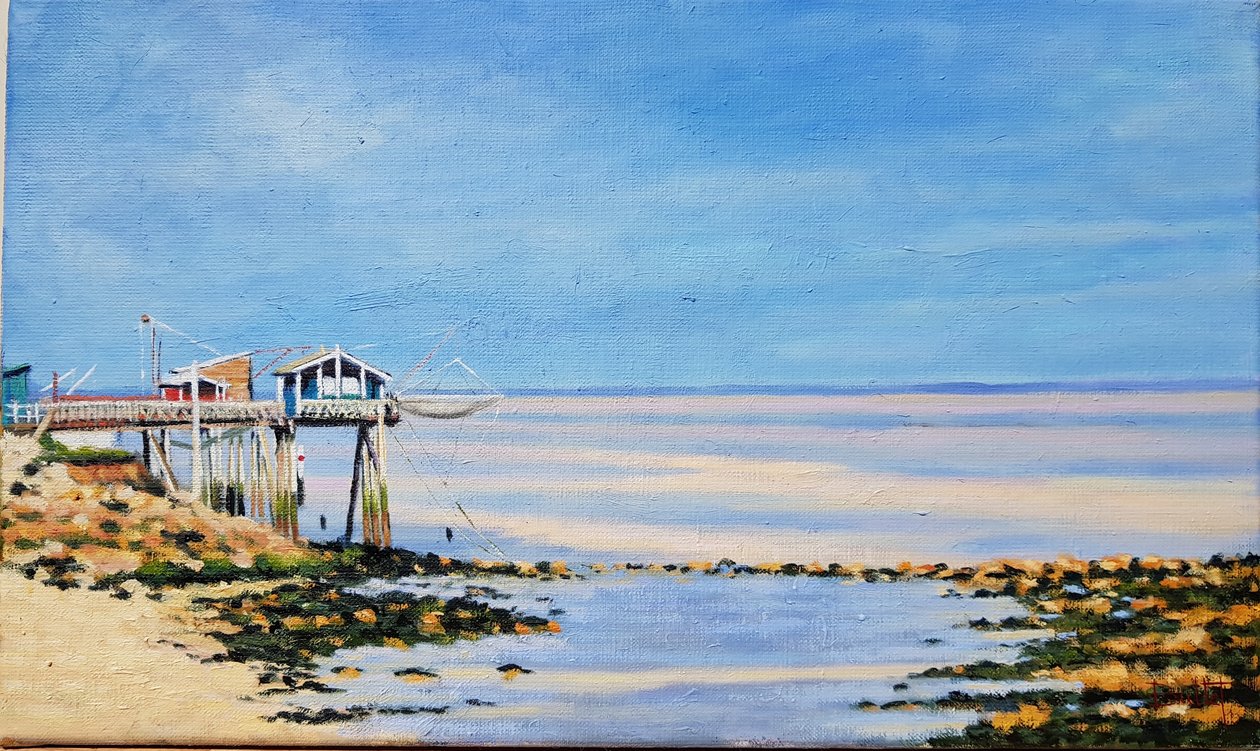 Fiskehytter i Gironde (olje på lerret) av Michel Bultet